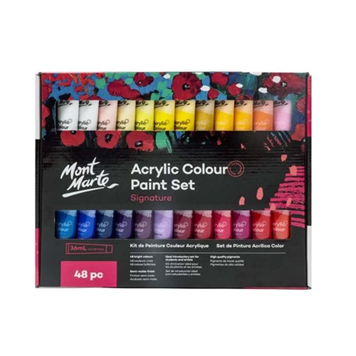 MONT MARTE PAINT SET Acrylics 48x36ml Colour Tubes